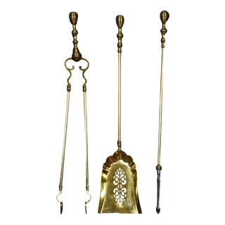 Brass Companion Fire Tool Set, 1890s, Set of 3 For Sale