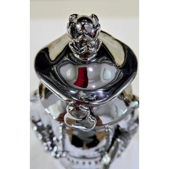 Large Vintage Chrome Chinoiserie Porcelain Scholar & Student Figurine Pair, 18 Inch For Sale - Image 10 of 17