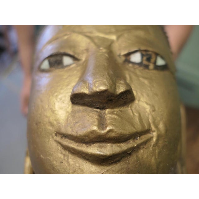 Burmese Buddha Head in Gilt Dry Lacquer For Sale - Image 6 of 9