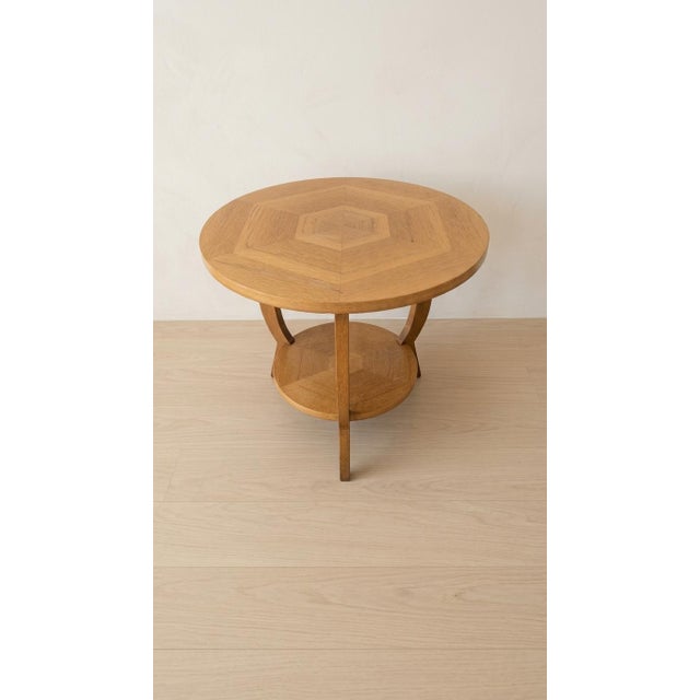 20th Century Vintage Round Wooden Coffee Table with Lower Shelf, 1940s For Sale - Image 12 of 13