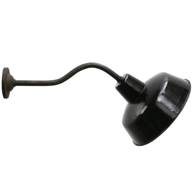 Vintage French Industrial Black Enamel and Cast Iron Factory Wall Light For Sale - Image 6 of 6