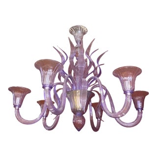 Modern Glicine Wisteria-Inspired Murano Glass Chandelier For Sale