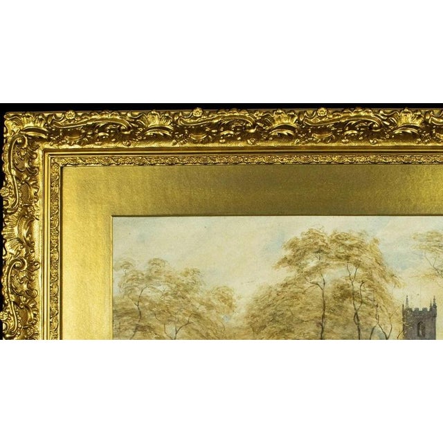 English Street Scene with Church, 19th Century, Watercolour For Sale - Image 6 of 8