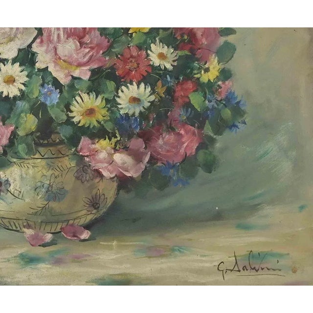 "Still life of flowers in vases" is the artwork realized by Giuseppe Salvini. Oil painting on canvas 70 x 100 cm, frame...