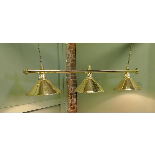 Superb Large Brass Triple Dining Table Light, Snooker Style This is a very grand lamp it is a similar style to a snooker...