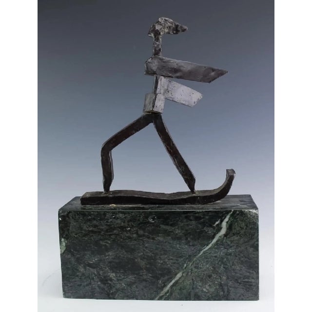Metal J. James Akston, KInetic Bronze Expressionist Sculpture Skier or Surfer Modernist Sporting Figure, c.1960's For Sale - Image 7 of 7