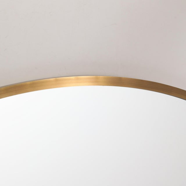 Modernist Oval Mirror W/ Antiqued Brass Border Custom by High Style Deco For Sale - Image 4 of 11