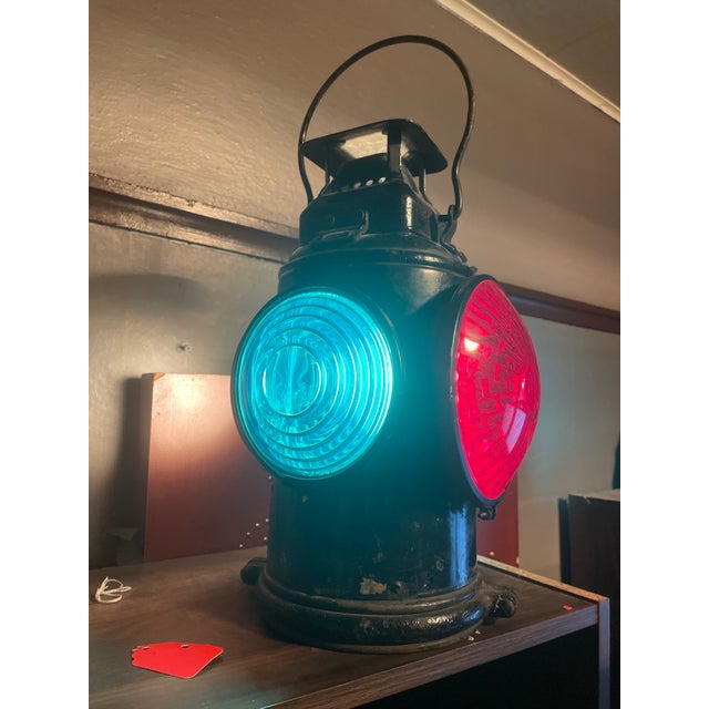 Antique Industrial Adlake Switch Lamp Train Railroad Caboose Lantern (Chicago) Americana - Electrified For Sale - Image 4 of 10