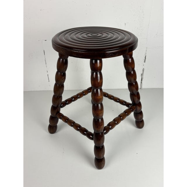 Mid-Century Turned Wood Bobbin Stool in the style of Charles Dudouyt, France, 1950s For Sale - Image 10 of 18
