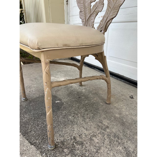 Vintage Hollywood Regency Era Banana Leaf Cast Aluminum Chairs 3 Pieces For Sale - Image 13 of 17