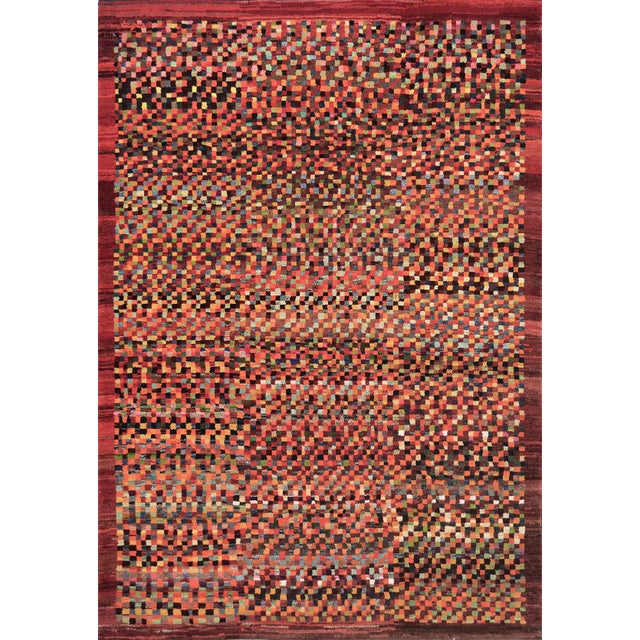 Handwoven Deep-Pile Colorful Contemporary Rug For Sale