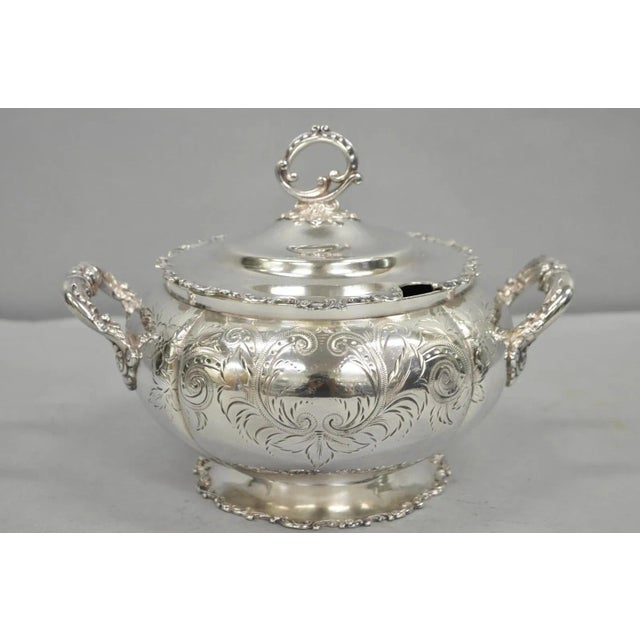 Antique Victorian Silver Plated Lidded Soup Toureen by Riverton Silver Co. Circa Early 20th Century. Measurements: 8" H x...