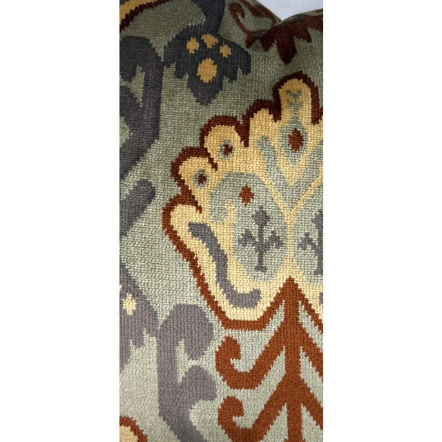 Textile Ikat Velvet in Sage Pillows- a Pair For Sale - Image 7 of 7