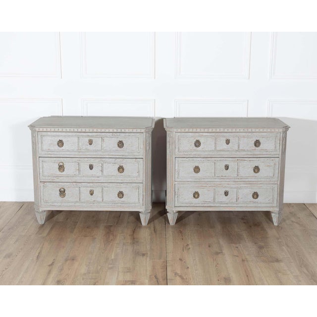 This exceptional pair of 19th-century Swedish Gustavian chests embodies the elegance and restraint that define the...
