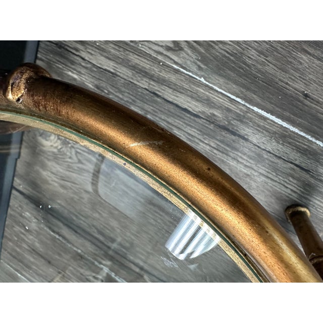 Pair of Gold Faux Bamboo Tables For Sale - Image 4 of 7