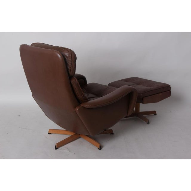 Set of Model MS-75 High Back Armchair and Ottoman by Madsen & Schübel, 1960s For Sale - Image 4 of 17