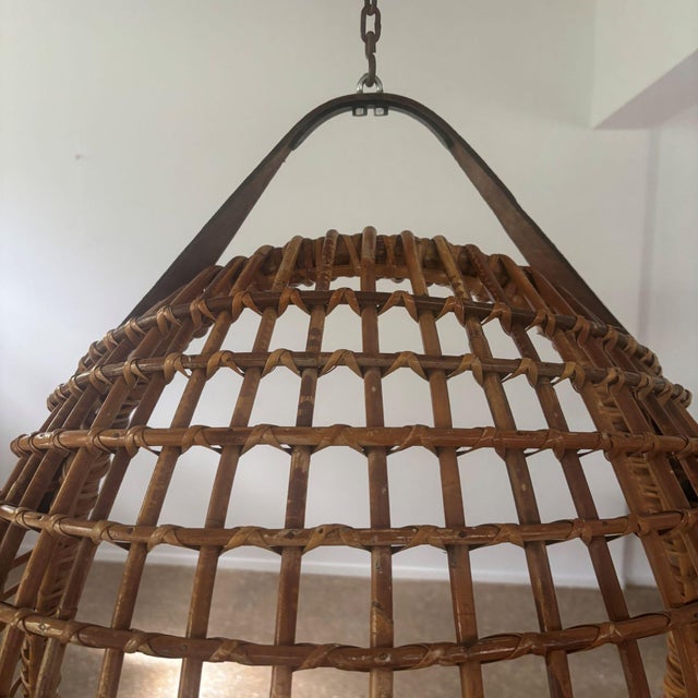Wood Eureka Hanging Basket Chair by Giovanni Travasa for BBB Bonacina, Italy, 1950s For Sale - Image 7 of 11