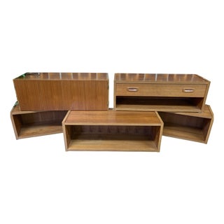 Vintage Danish Teak Floating Wall Units, 1970s, Set of 5 For Sale