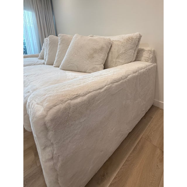 2020s Custom Oversized Ivory Faux Fur Sectional Sofa With Chaise Lounge For Sale - Image 5 of 9