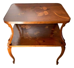 Ecole de Nancy Pedestal Table with Marquetry Top, 20th Century
