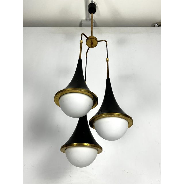 Mis-Century Stilnovo Pendant with Three Lights from Sciolari, Italy, 1950s For Sale - Image 11 of 15