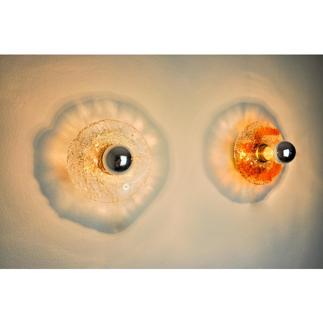 Round Wall Lights in Frosted Glass by Murano Mazzega, Italy, 1970s, Set of 2 For Sale - Image 6 of 8
