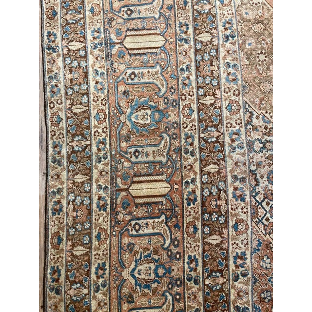 Palatial Antique Persian Hajijalili Tabriz Soft Aged Hues of Rust Rug 12 x 17 For Sale In Milwaukee - Image 6 of 15