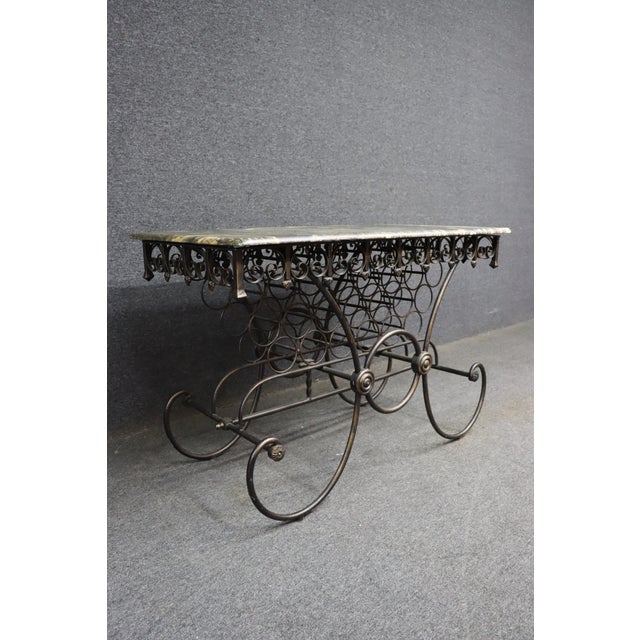 French Style Wrought Iron Pastry Table With Quartzite Top For Sale In Philadelphia - Image 6 of 11