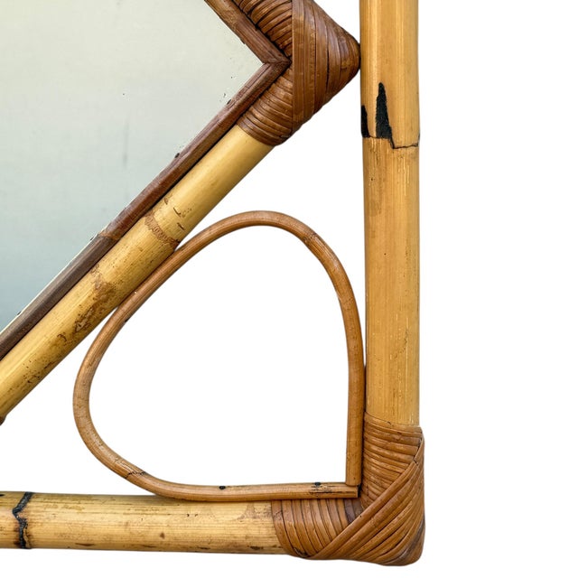 Vintage French Rattan Mirror, 1970s For Sale - Image 9 of 11