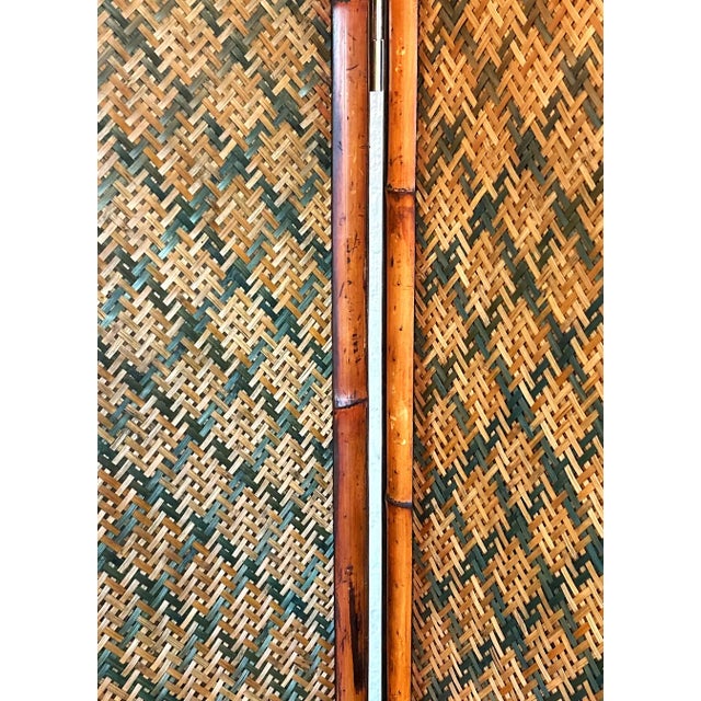 Bamboo Rattan Organic Bohemian Folding Screen Room Divider Reversible For Sale - Image 4 of 8