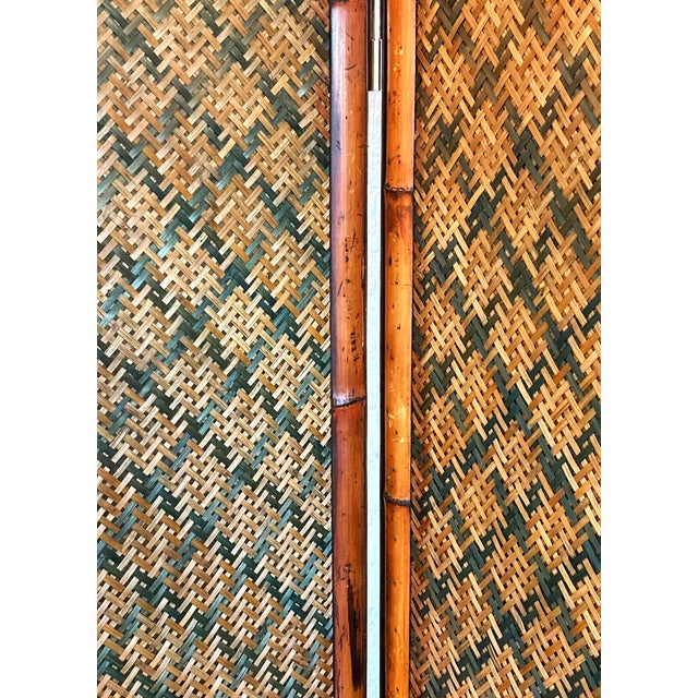 Mid 20th Century Reversible Bamboo 4 Panel Room Divider For Sale - Image 4 of 8