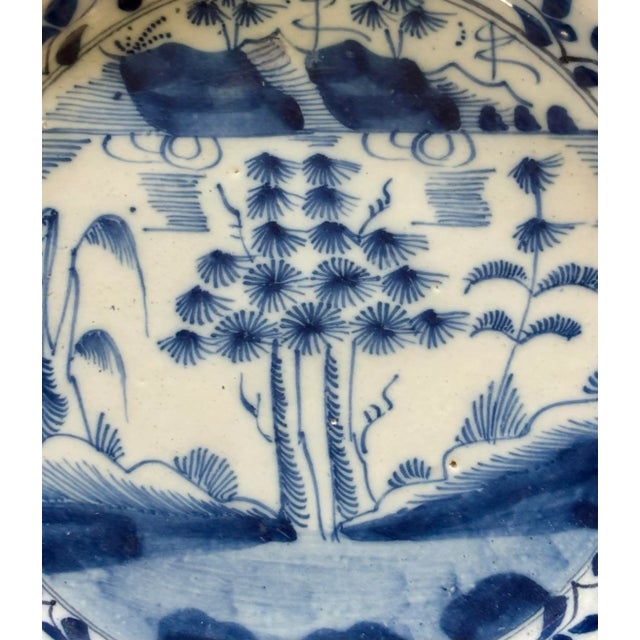 Traditional 18th Century Delft Charger With Unusual Metal Hanger For Sale - Image 3 of 7
