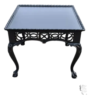 Vintage Wellington Hall Chippendale Style Mahogany Table in Distressed Black