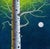 This artwork features a striking birch tree, its textured bark and intricate branches reaching towards a luminous moon...