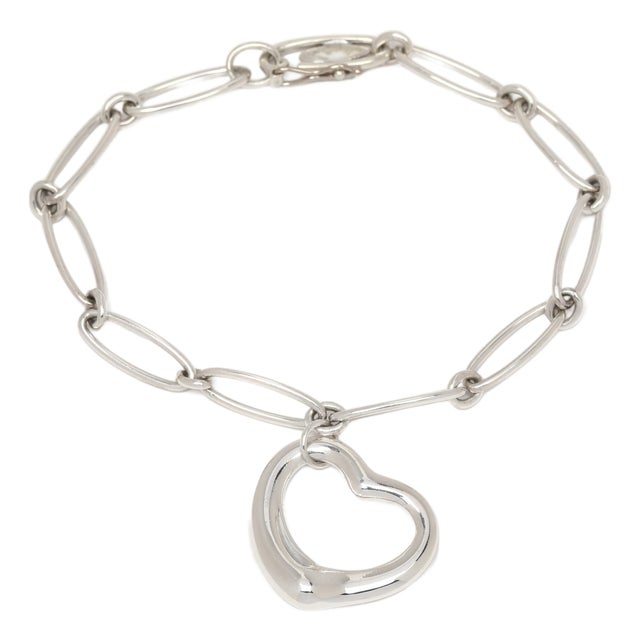 Tiffany & Co Elsa Peretti Heart Link Bracelet, Sterling Silver, Length 7.5 In For Sale