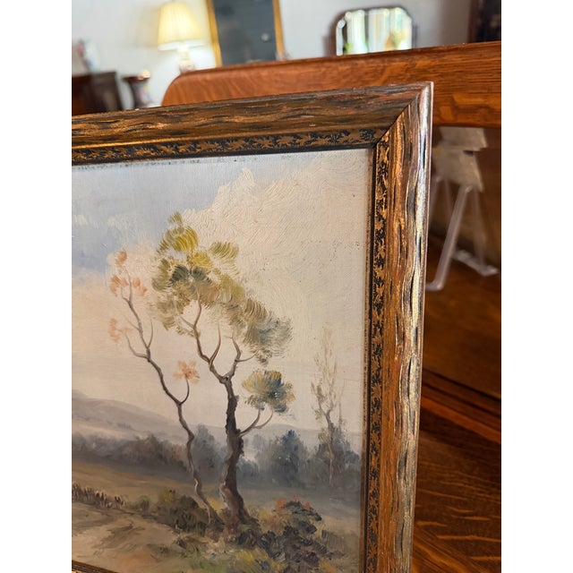 1930s Early 1900s Oil Painting of French Countryside by Eugene La Foret For Sale - Image 5 of 15