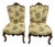 Small Louis XV Style Armchairs in Curved Carved Wood with Floral Fabric, 1940s, Set of 2 For Sale