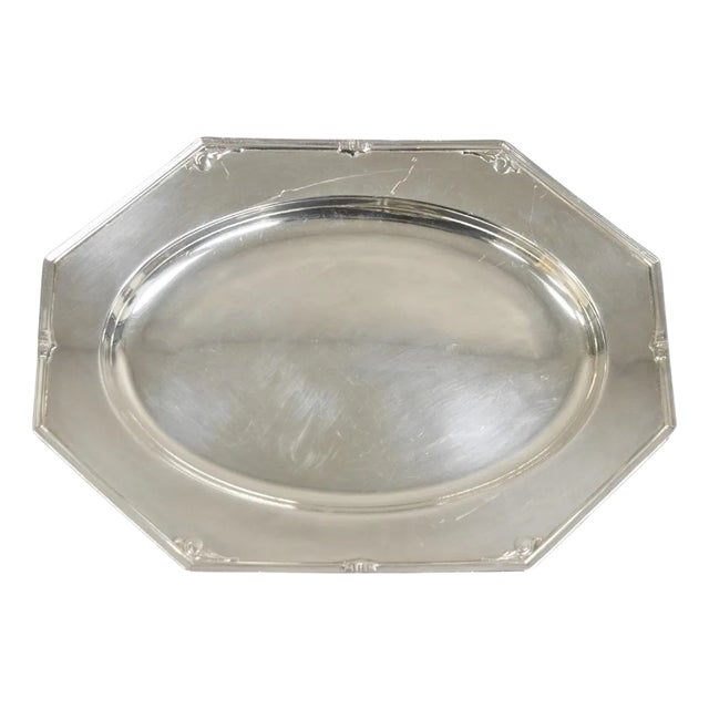 Vintage Reed & Barton Edwardian Silver Plated Octagonal Serving Platter Tray For Sale