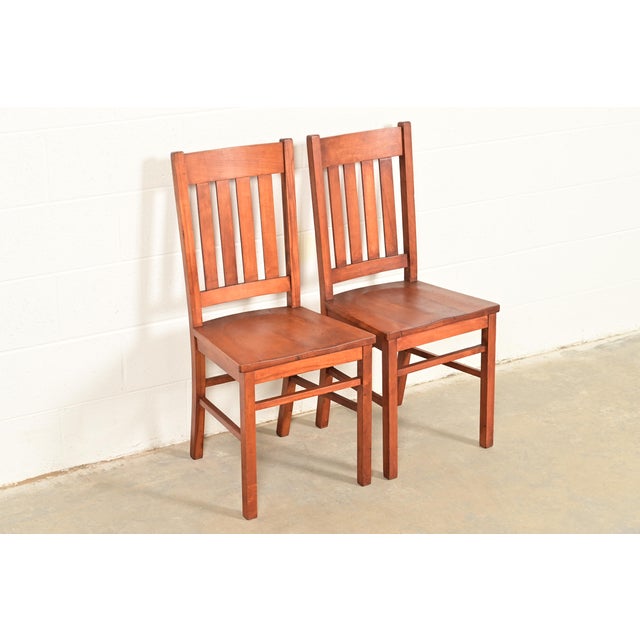 Charles Limbert Limbert Style Antique Mission Oak Arts & Crafts Side Chairs or Dining Chairs, Pair For Sale - Image 4 of 10