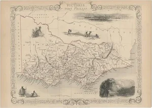 Antique Map of Victoria Australia by J. Tallis, 1855