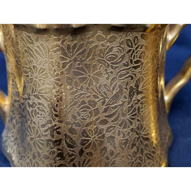 Vintage Wheeling Decorating Company WDC Ransom Creamer and Sugar Bowl Doves Roses Daisies For Sale - Image 9 of 16