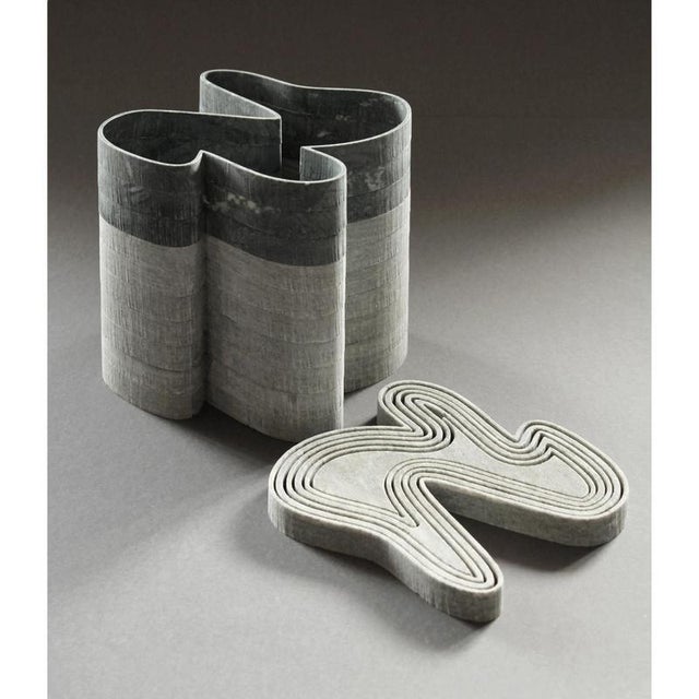 Silver Stripes C3 Vase in Laguna Green and Indian Green Marbles by Bufalini Marmi For Sale - Image 8 of 16