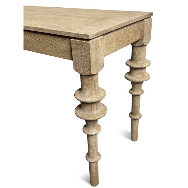 2020s Sanded Oak Turned Leg Desk For Sale - Image 5 of 6