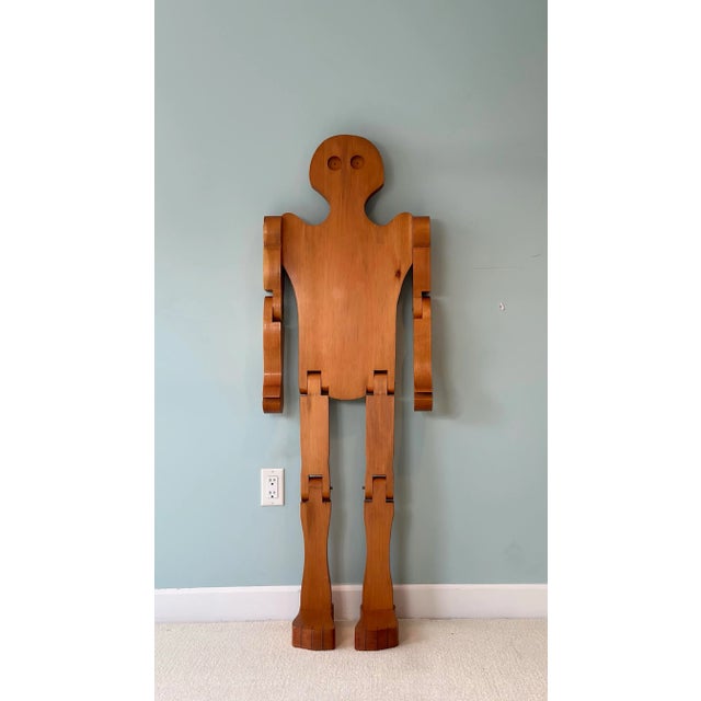 Mid-Century American Folk Art Wood Articulated Man Figure For Sale - Image 4 of 9