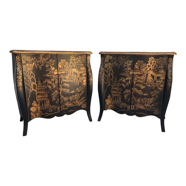 Pair Chinoiserie TwoDoor HandCrafted by Decorative Crafts