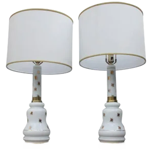 Opaline Glass Table Lamp, 1960s, Set of 2