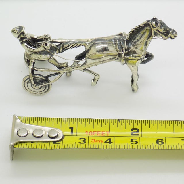 Vintage Italian Handmade Silver Racing Horse with Jockey Figurine, Tuscany, 1980s For Sale - Image 10 of 11