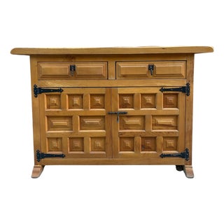 Spanish Catalan Carved Walnut Chest of Drawers, 1940s For Sale