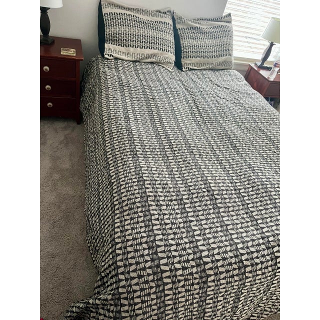West Elm West Elm Black & Ivory Organic Cotton Duvet Cover & Two Euro Shams, Set of 3 For Sale - Image 4 of 10