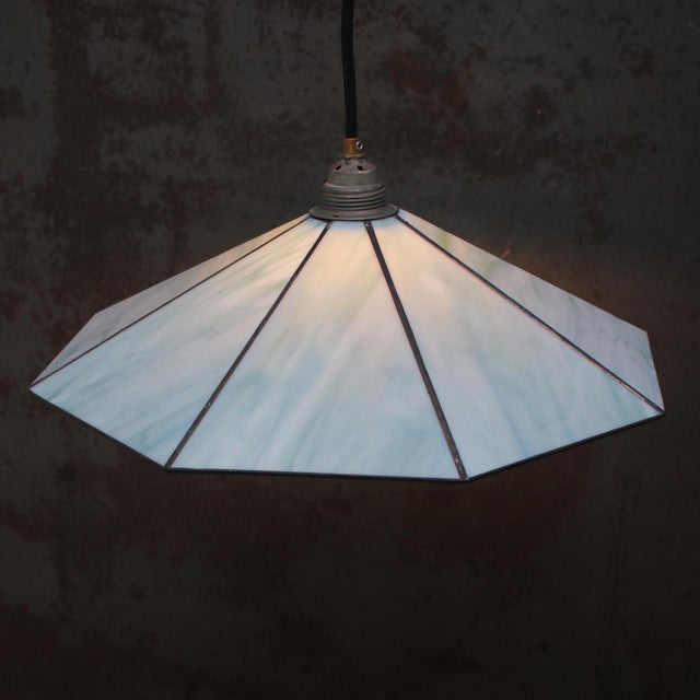 Art Deco Marble Opaline Stained-Glass Pendant Lamp For Sale - Image 3 of 7